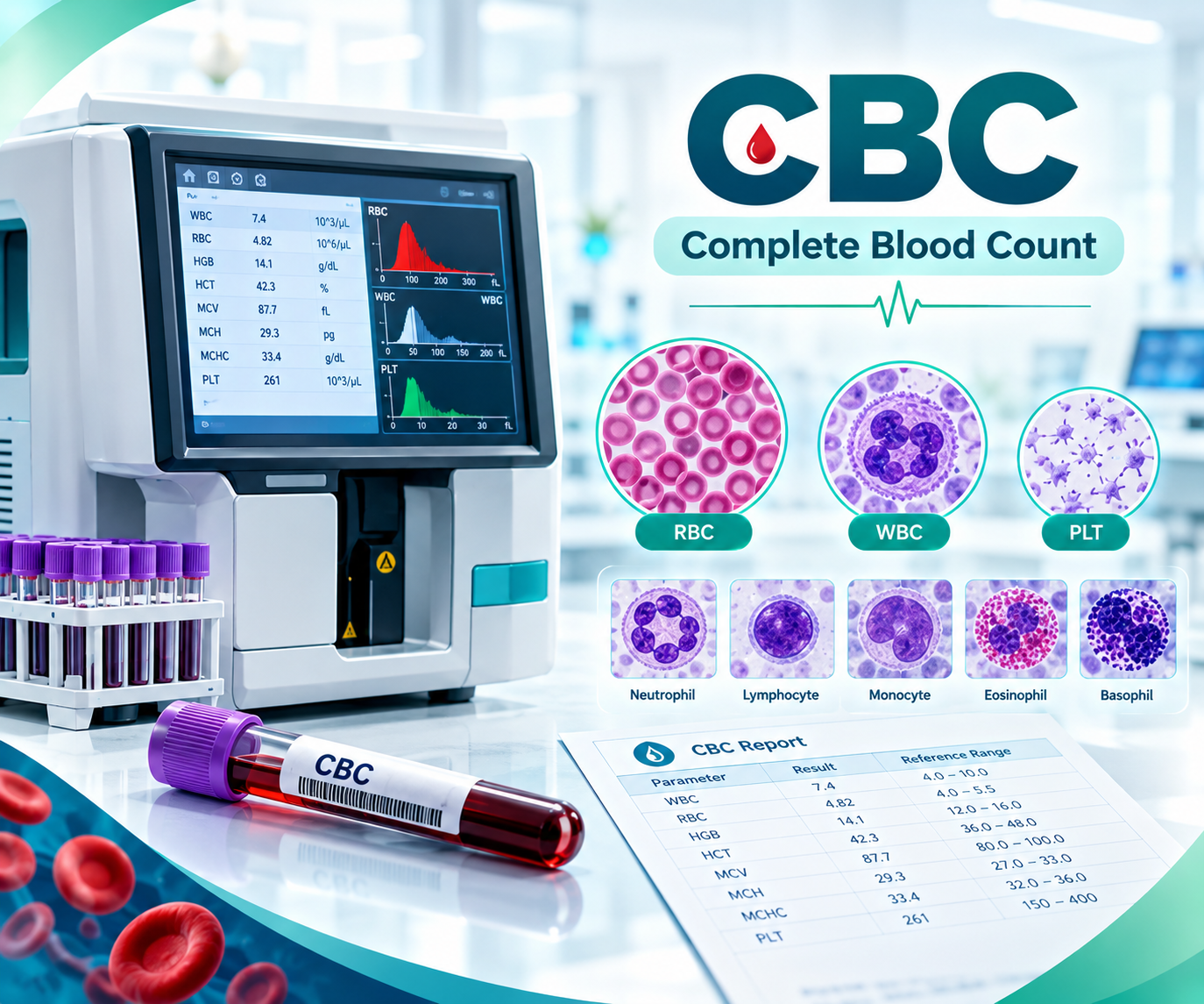 آزمایش CBC چیست؟ راهنمای کامل شمارش سلول‌های خون، تفسیر نتایج و آمادگی قبل از آزمایش